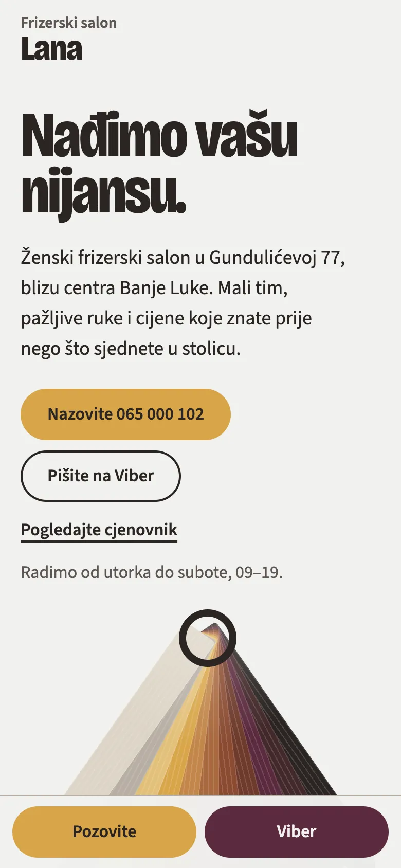 Prijedlog 2, Nijansa: sajt frizerskog salona na telefonu