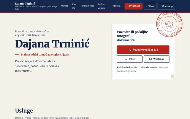 Sajt Dajana Trninić na računaru