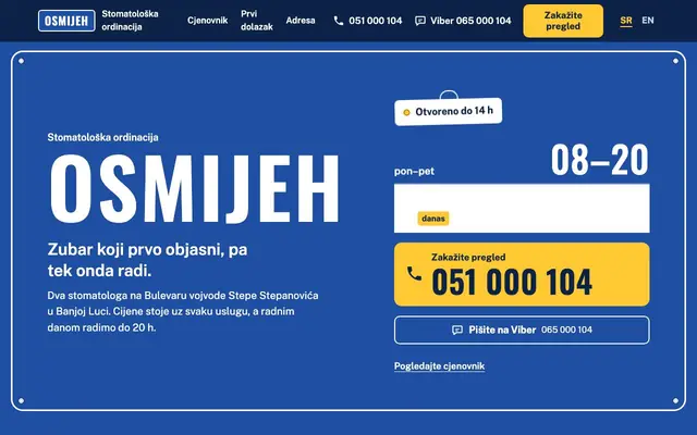 Dizajn Ploča na vratima, napravljen za stomatološku ordinaciju